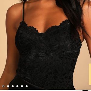 Midnight Romance Black Lace Bodysuit size small